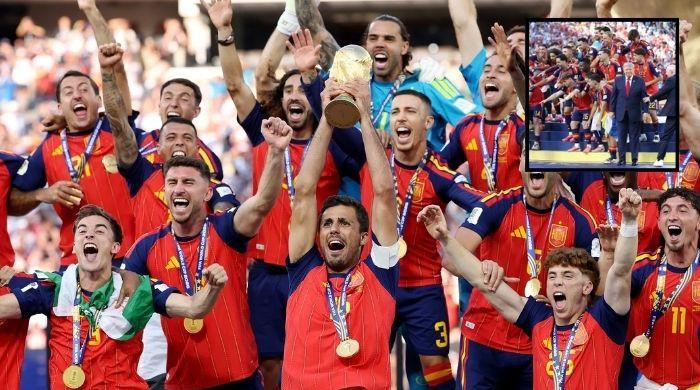 Trump crashes Spain's World Cup trophy celebration, hot mic captures ‘blunt’ reaction