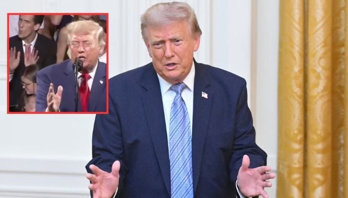 Man behind Trump goes viral for mimicking his every move during Georgia speech