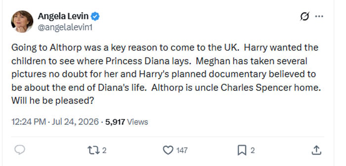 Meghan Markle, Harrys major critic reacts as Duchess releases photos from Althorp