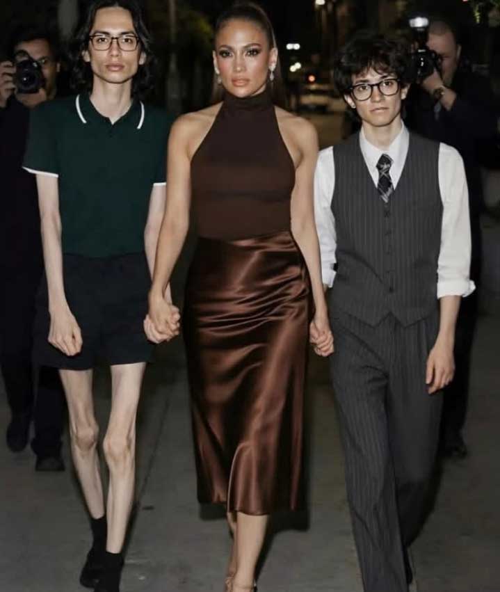 Jennifer Lopez with her two children Max (left) and Emme aka Oskar