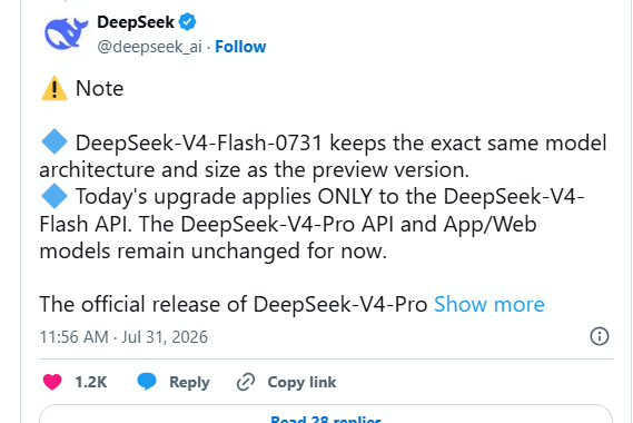 DeepSeek launches upgraded V4-Flash API with big agent gains: What developers need to know