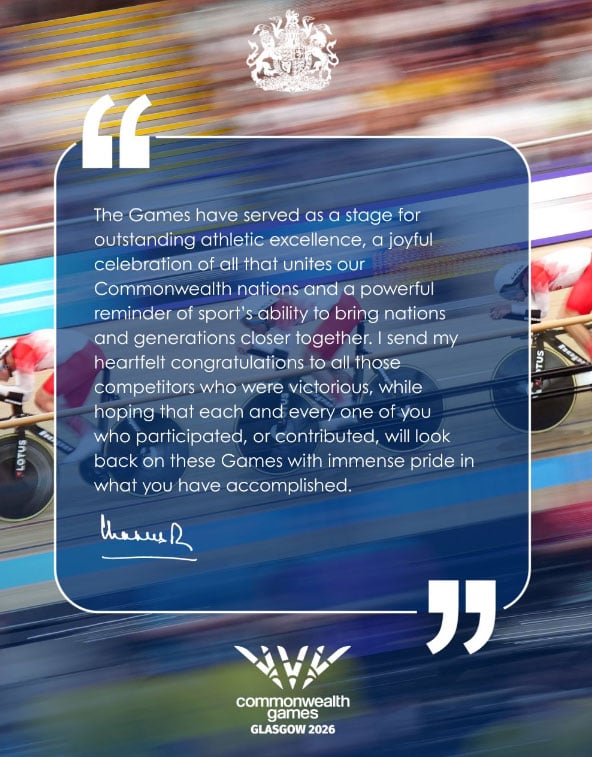 King Charles spotlights sports power to unite at the Glasgow 2026 Commonwealth Games