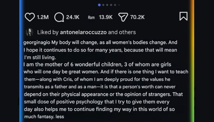 Piers Morgan responds to Ronaldo’s fiancee Georgina Rodriguez’s body image message: ‘Ridiculous’