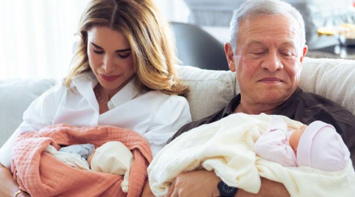 King, Queen finally meet twin granddaughters