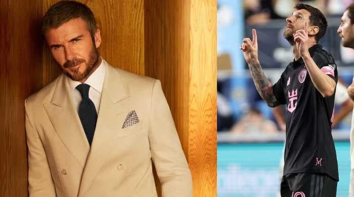 David Beckham reacts as Messi pays tribute to father after first goal since Jorge’s death