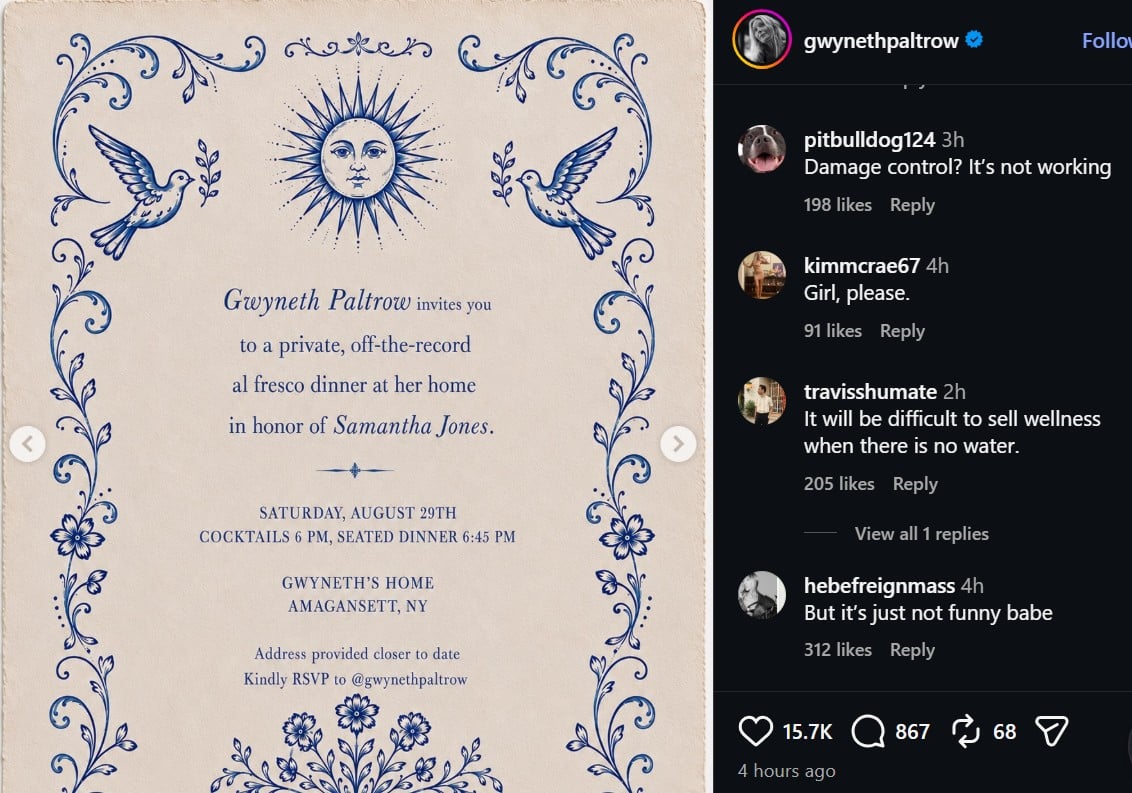 Gwyneth Paltrow claps back at critics over Sam Altman dinner invite backlash