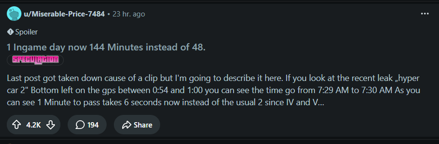 GTA 6 day/night cycle is 3 times longer than GTA 5s: Leak