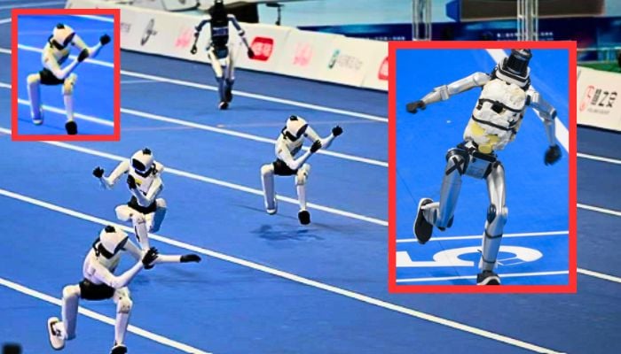 Robots hilarious high-arm run wins 400m at World Humanoid Games