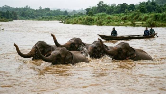 Viral video shows elephants rescuing Nepal flood victims?
