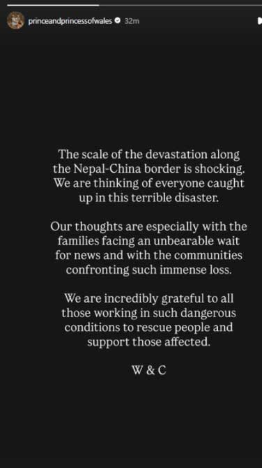 Kensington Palace issues statement on Nepal flood