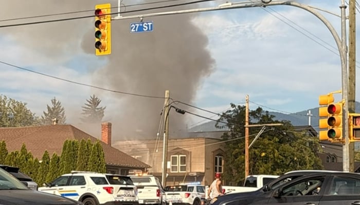 Fire breaks out at historic Vernon church as crews from across North Okanagan respond