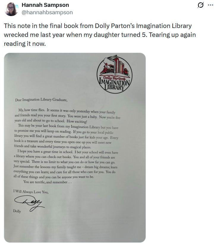 Dolly Partons terrific advice for Imagination Library graduates comes to light