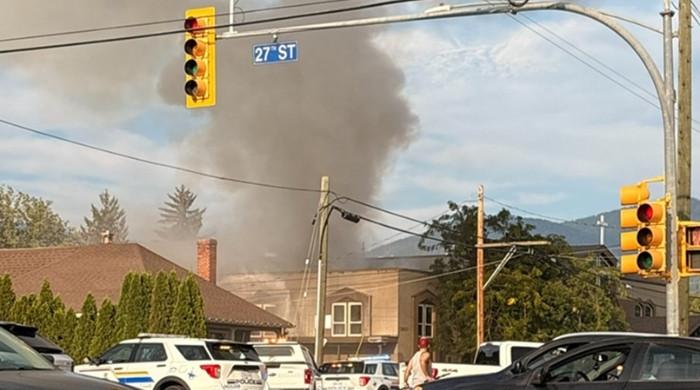 Fire breaks out at historic Vernon church as crews from across North Okanagan respond