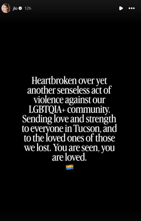 Jennifer Lopez reacts to Tucson gay bar shooting