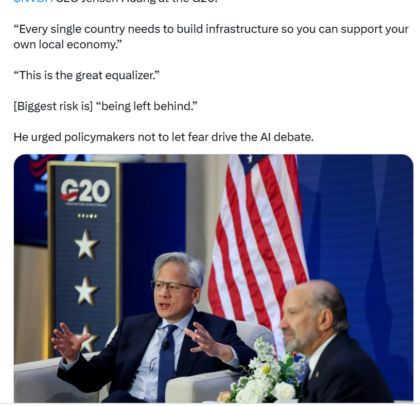 Nvidias Jensen Huang urges G20 nations to avoid AI rules based on ‘hypothetical’ harms