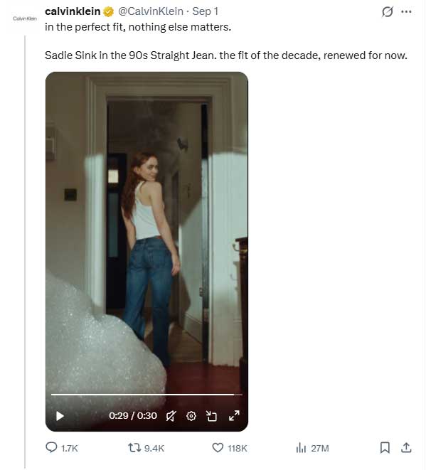 Sadie Sinks Calvin Klein ad leaves fans scratching their heads