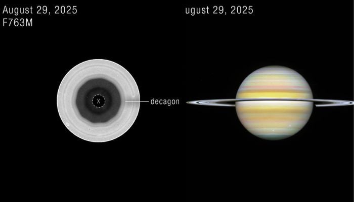 NASA Hubble spots strange 10-sided ‘decagon’ swirling around Saturn’s south pole