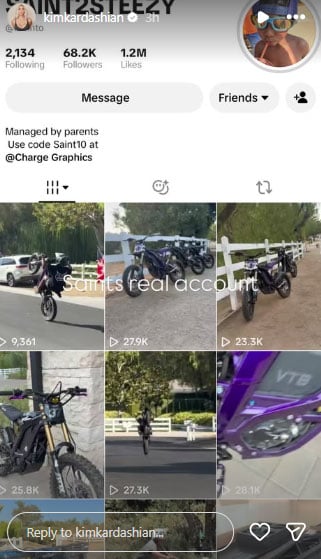 Kim Kardashian drops major warning about son Saints social media profile