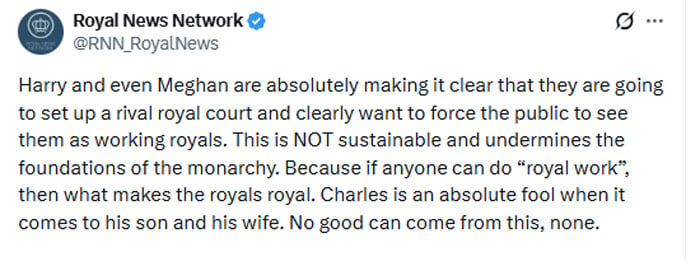 King Charles, Prince William warned as Meghan Markle, Harry plan to set up rival royal court in UK
