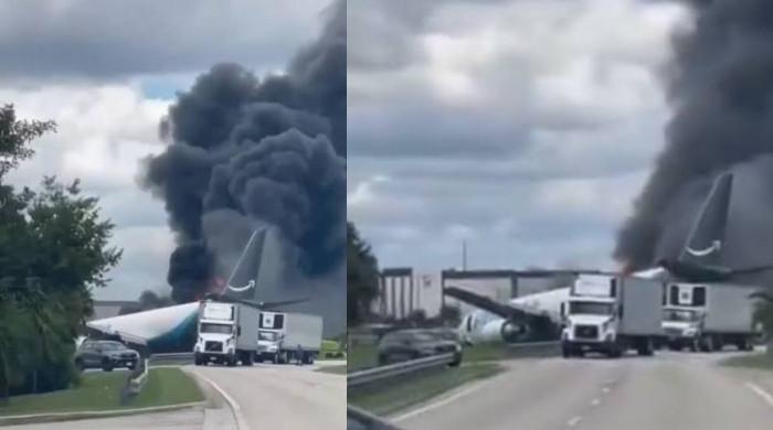 Boeing 767 cargo plane overruns runway at Miami International Airport