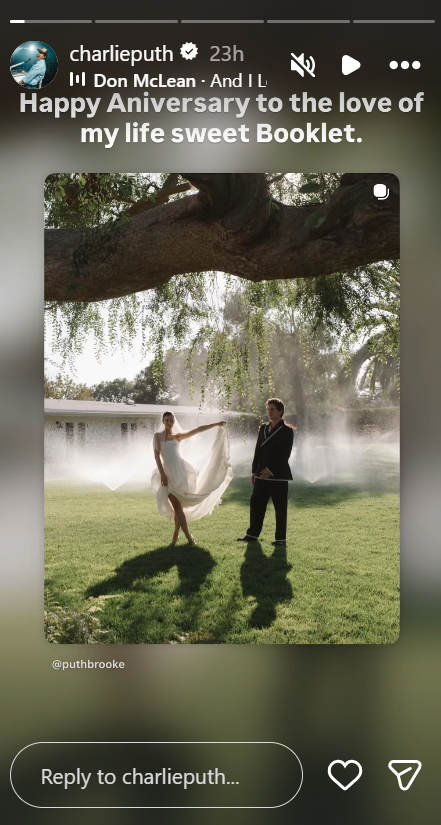Charlie Puth marks the 2-year wedding anniversary with sweet throwback