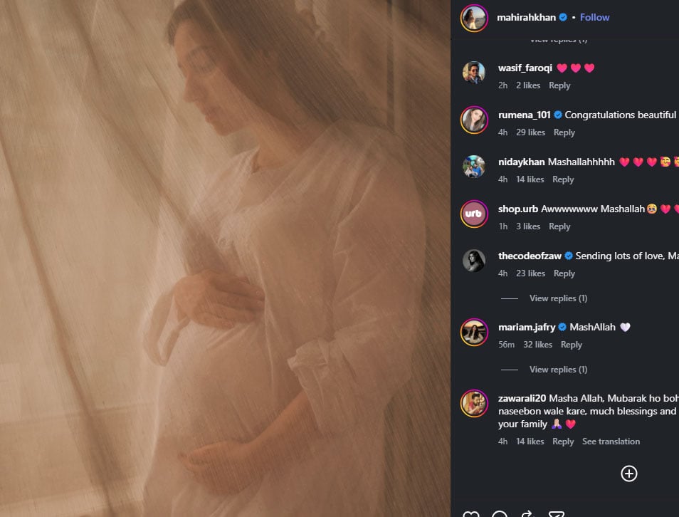Mahira Khan gets flooded with love after surprise pregnancy news