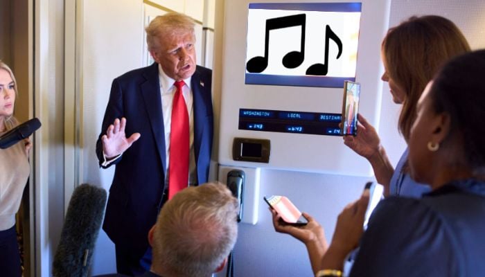 Donald Trumps Air Force One playlist check sparks impromptu press gaggle