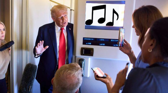 Donald Trump's Air Force One playlist check sparks impromptu press gaggle