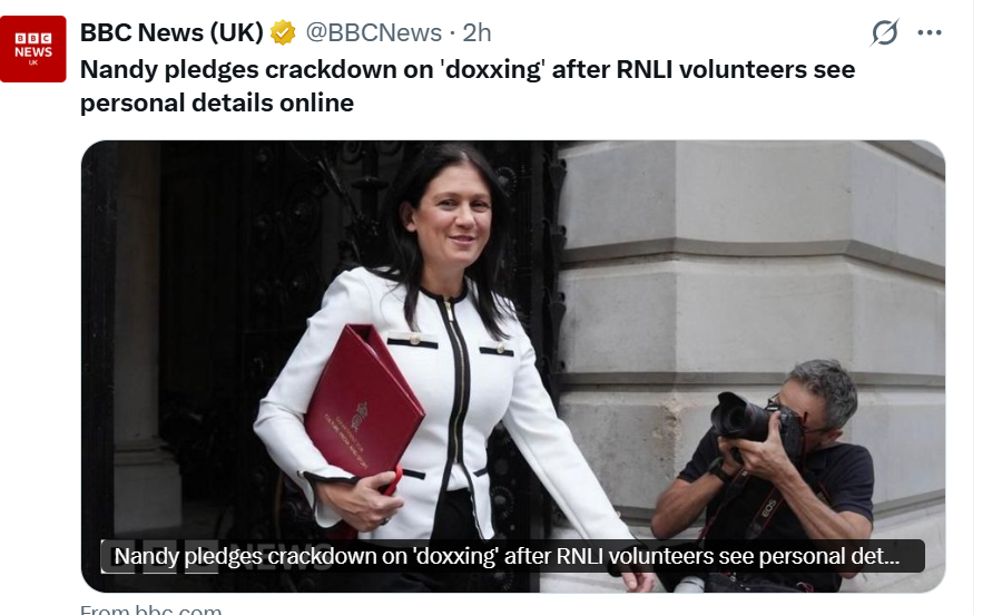 Nandy calls for action against ‘doxxing’ after RNLI volunteers exposed online