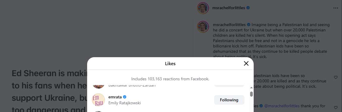 Emily Ratajkowski approves of Ms Rachel’s criticism of Ed Sheeran