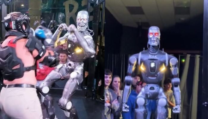 First-ever cage fight pits human fighter against 6-foot ‘Terminator’ robot