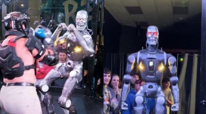 First-ever cage fight pits human fighter against 6-foot ‘Terminator’ robot