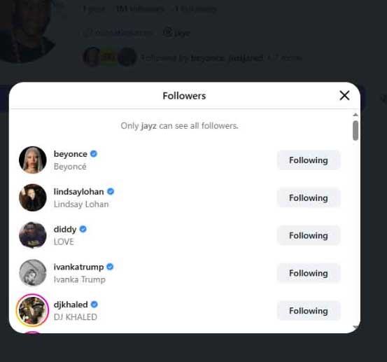 Screenshot of Jay-Zs Instagram account taken in January 2026