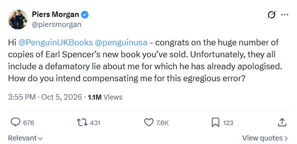 Journalist told to move on after demanding compensation from Earl Spencers publishers