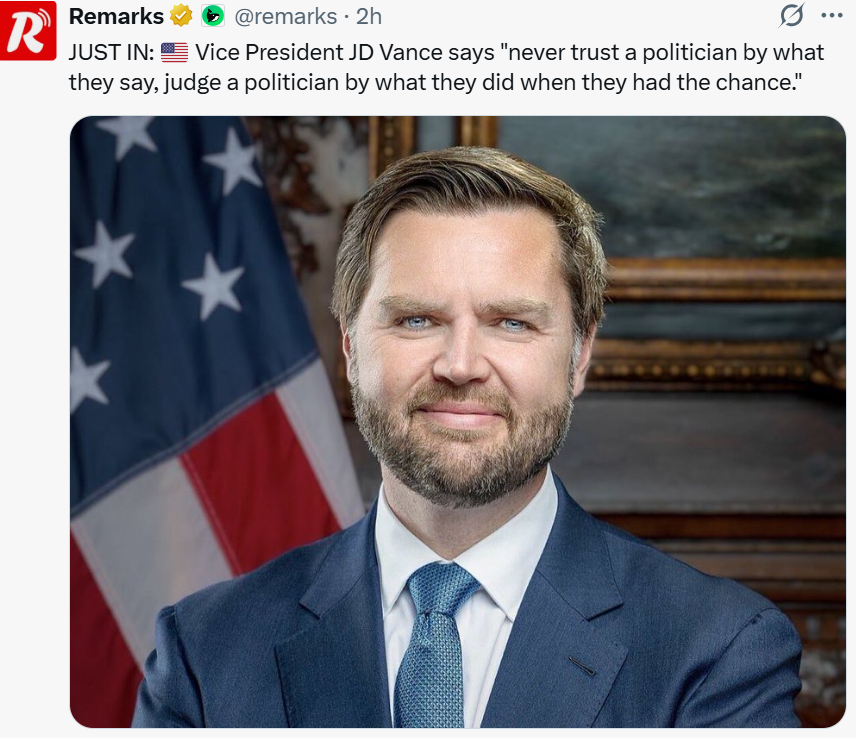 JD Vance urges judging politicians by actions, not words