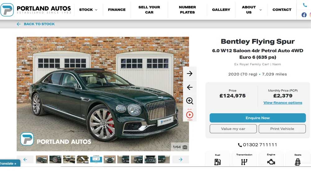 Andrew Mountbatten-Windsors car put up for sale