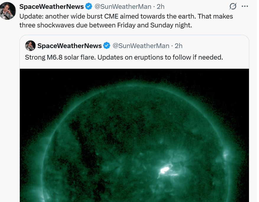M6.86 solar flare triggers radio blackout as CMEs head toward Earth