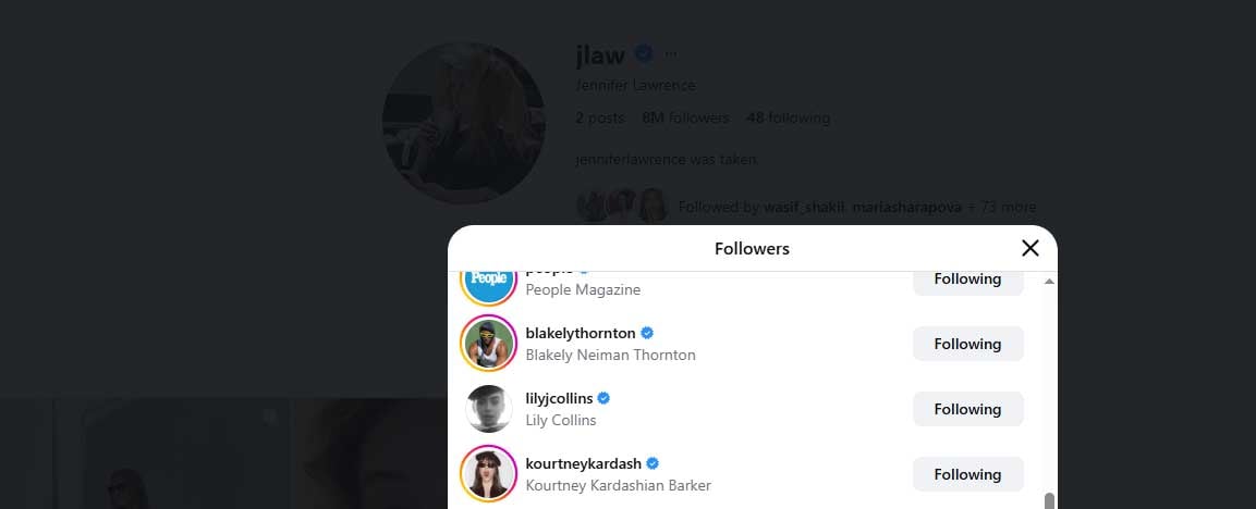 Kourtney Kardashian follows Jennifer Lawrence despite feud reports
