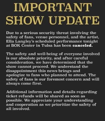 Ella Langley calls off Oklahoma show amid security threat
