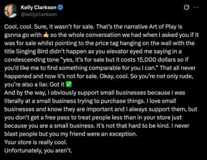 Kelly Clarkson responds to Brooklyn stores apology: Youre a liar