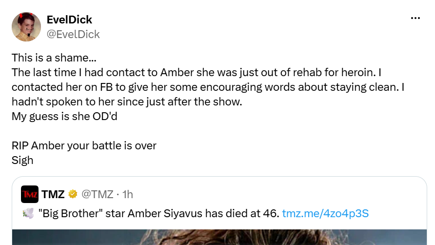 Big Brother star Amber Siyavus passes away