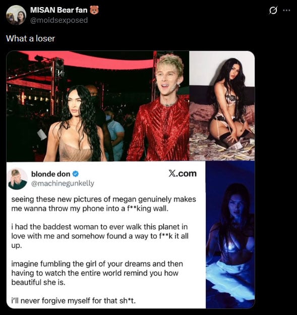 Machine Gun Kelly breaks silence on fake post Cclaiming he regrets losing Megan Fox