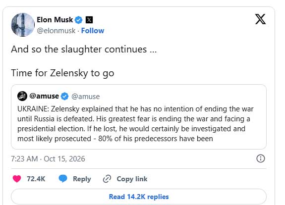 Piers Morgan extols Zelenskiy after Elon Musk targets Ukrainian president