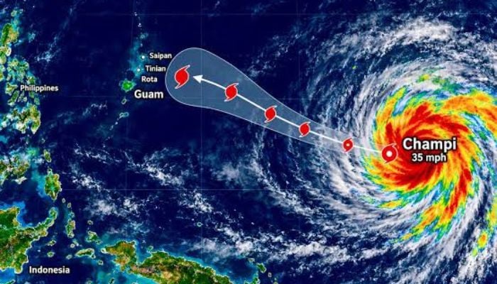 Tropical storm Champi strengthens as it moves toward Guam under Typhoon watch