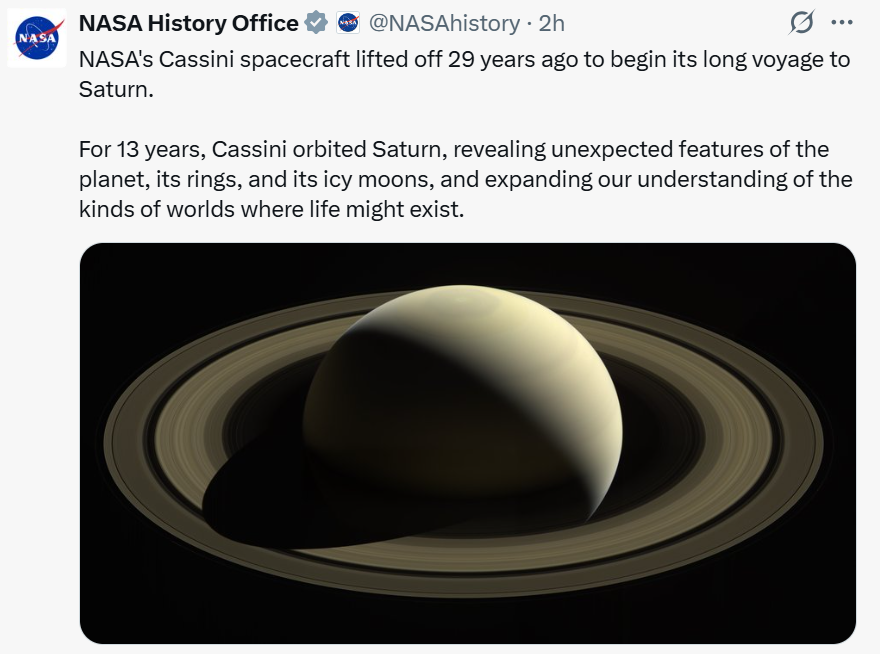 NASA’s Cassini launch anniversary celebrates the legacy of epic Saturn mission