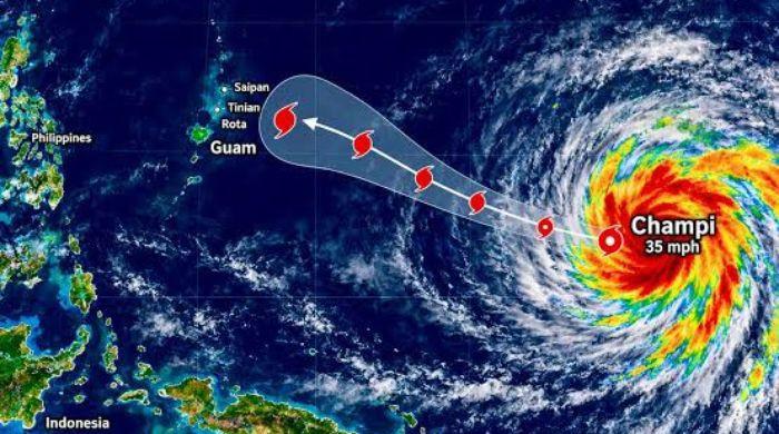 Tropical storm Champi strengthens as it moves toward Guam under Typhoon watch
