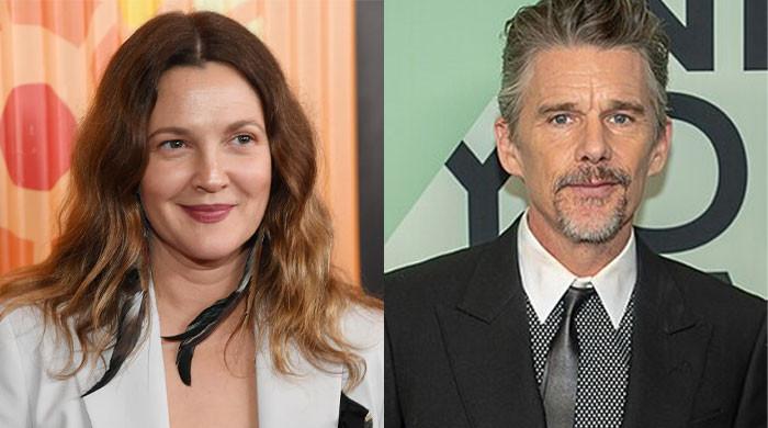 Ethan Hawke tells Drew Barrymore 'we never dated' as they meet on her talk show