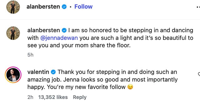 Val Chmerkovskiy reacts to Jenna Dewans dance with new partner amid DWTS suspension