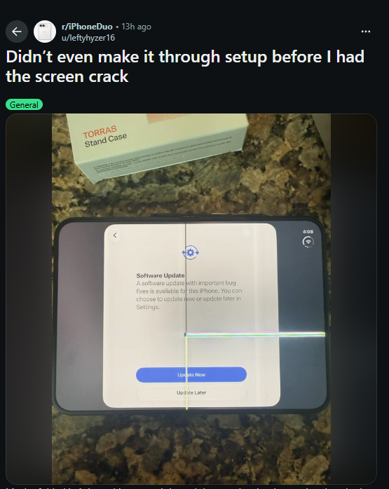 iPhone Duo screen cracks after just six hours, users report