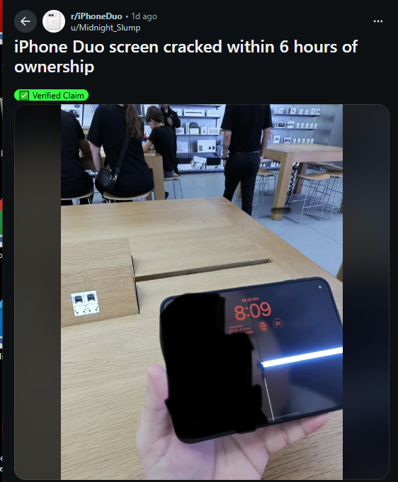 iPhone Duo screen cracks after just six hours, users report